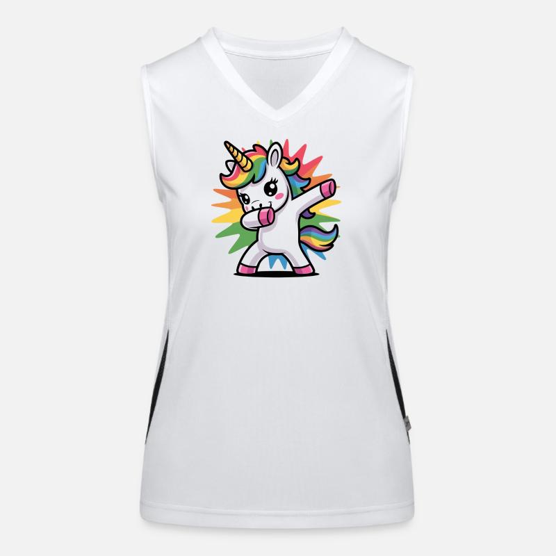 Buntes Einhorn mit Regenbogen-Mähne Funktionelles Kontrast-Tank Top für Frauen