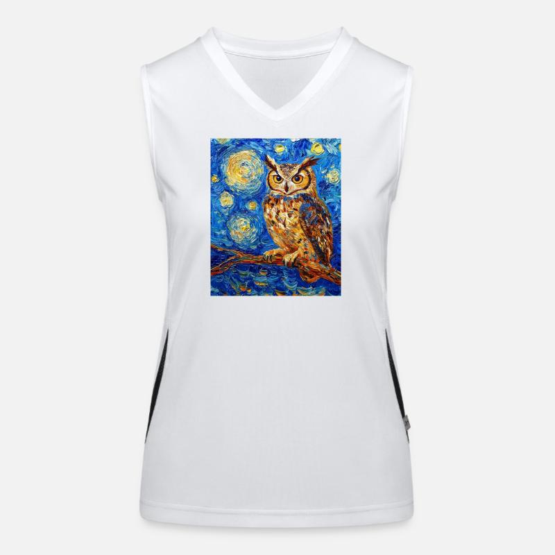 Owl Bird Van Gogh Style Starry Night Women's Functional Contrast Tank Top