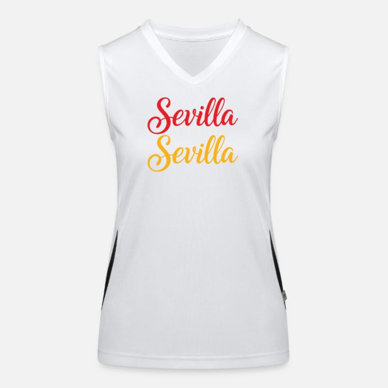 Sevilla Script Duo Rot Gelb Retro Funktionelles Kontrast-Tank Top für Frauen
