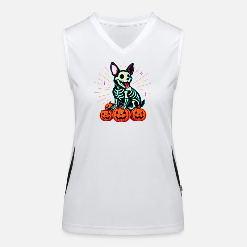Neon Halloween Skeleton Dog Women's Functional Contrast Tank Top