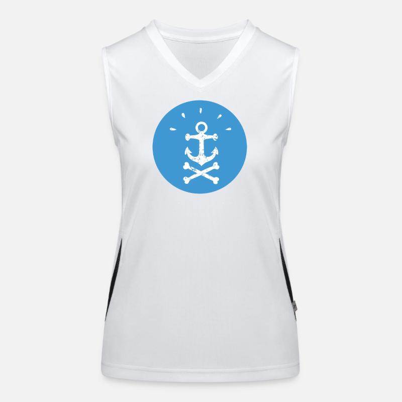 Jolly Roger Ancre pirate sur Blue Circle Débardeur respirant contrasté Femme