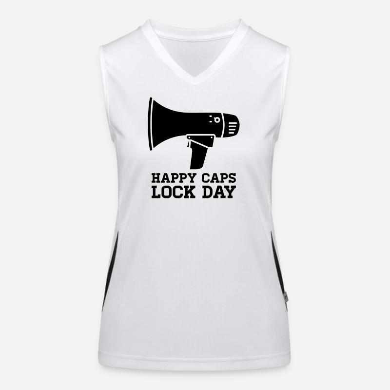 Megaphone Happy Caps Lock Day Nerd Women's Functional Contrast Tank Top
