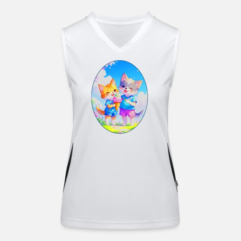 Kätzchen, Hündchen & Eiscreme (Oval) Women's Functional Contrast Tank Top