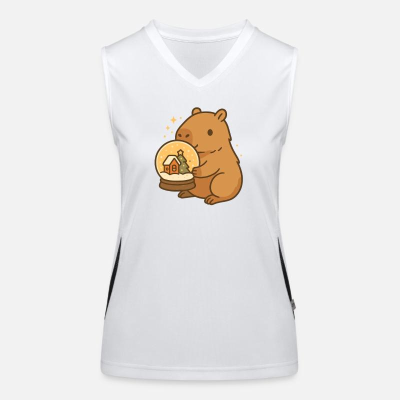 ✨ Capybara with Snow Globe – Christmas Magic Women's Functional Contrast Tank Top