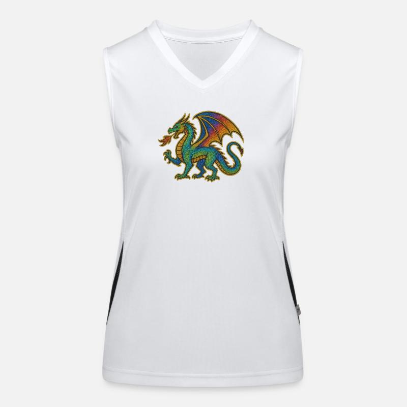 Regenbogen Drachenprint Funktionelles Kontrast-Tank Top für Frauen