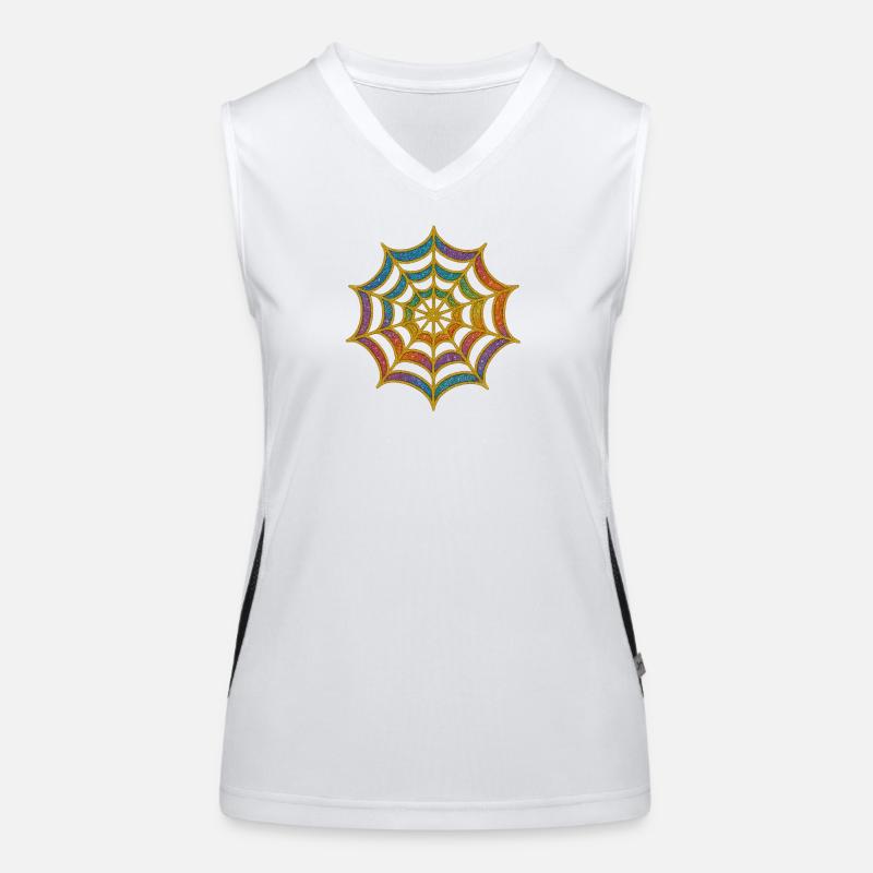 Spider Web | Rainbow Spider Web Gold Glitter Women's Functional Contrast Tank Top