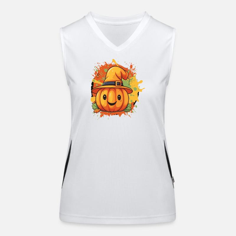 Kürbis Hexenhut Spaßdesign Funktionelles Kontrast-Tank Top für Frauen