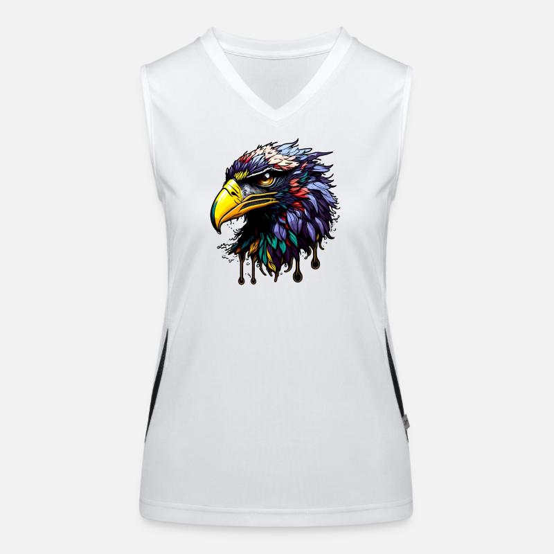 Colorful eagle with bright feathers Women's Functional Contrast Tank Top