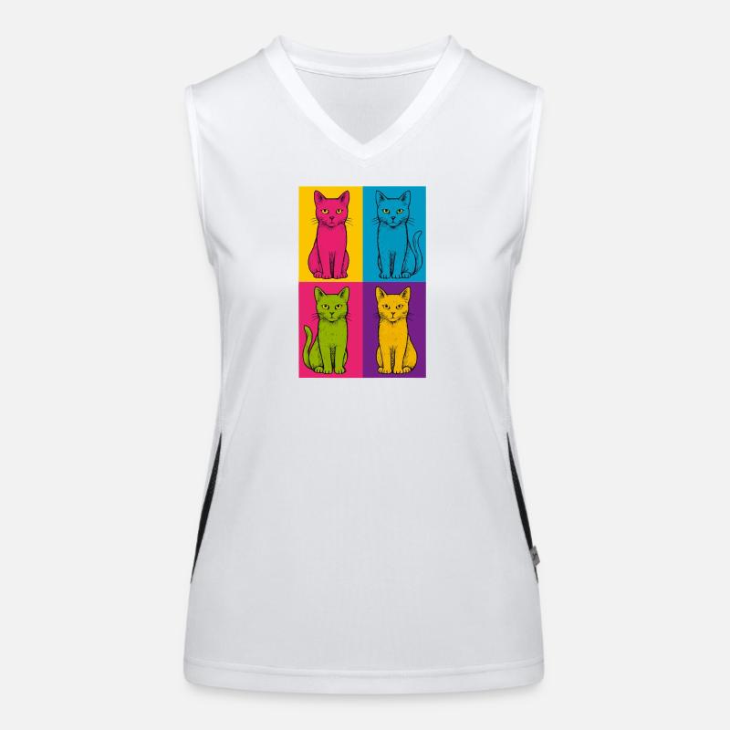 Pop Art Cats Quartet Women's Functional Contrast Tank Top