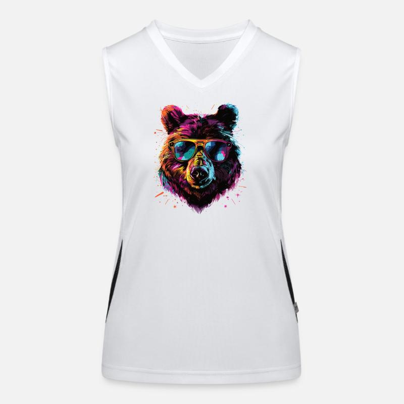 Retro Outdoor Wilderness Bear Trees Women's Functional Contrast Tank Top