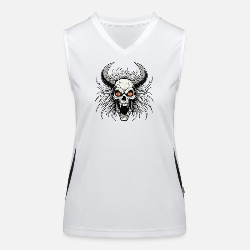 Devil skull with horns Women's Functional Contrast Tank Top