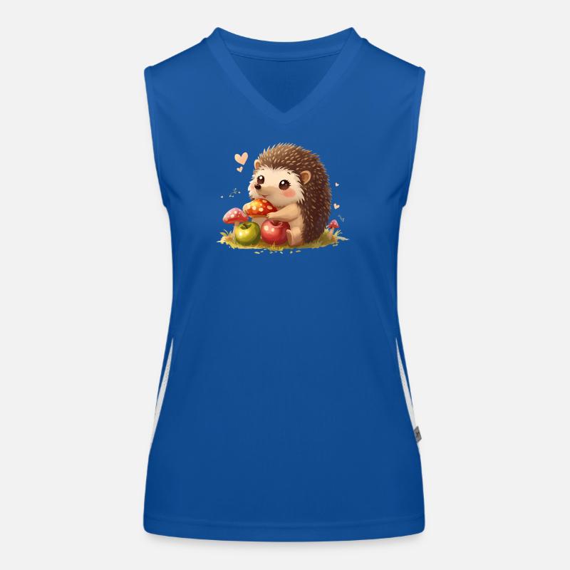 Süßer Igel mit Pilzen und Äpfel Funktionelles Kontrast-Tank Top für Frauen