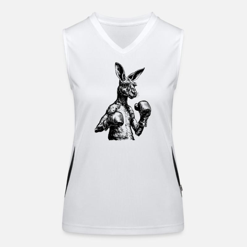 Kangaroo with Boxing Gloves Black :) Women's Functional Contrast Tank Top