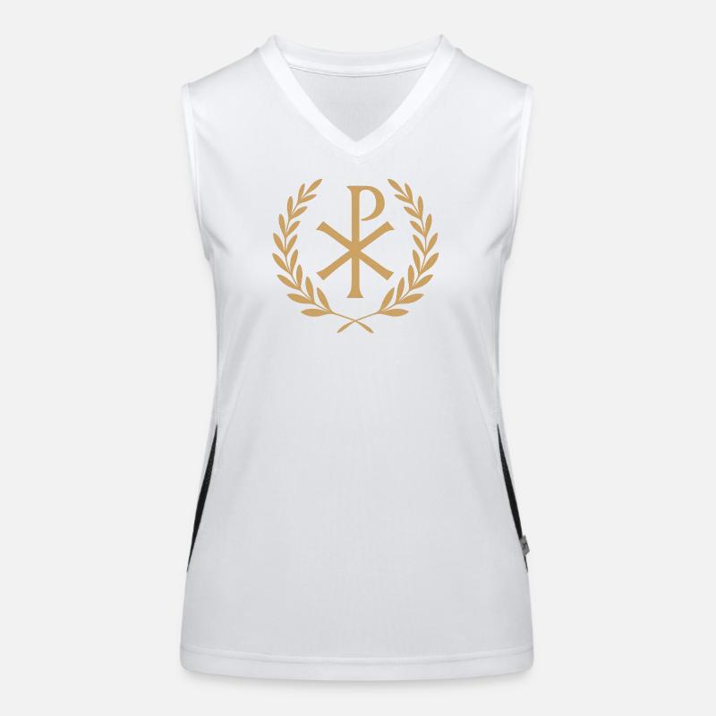 Symbole de la couronne de Chi-Rho Débardeur respirant contrasté Femme