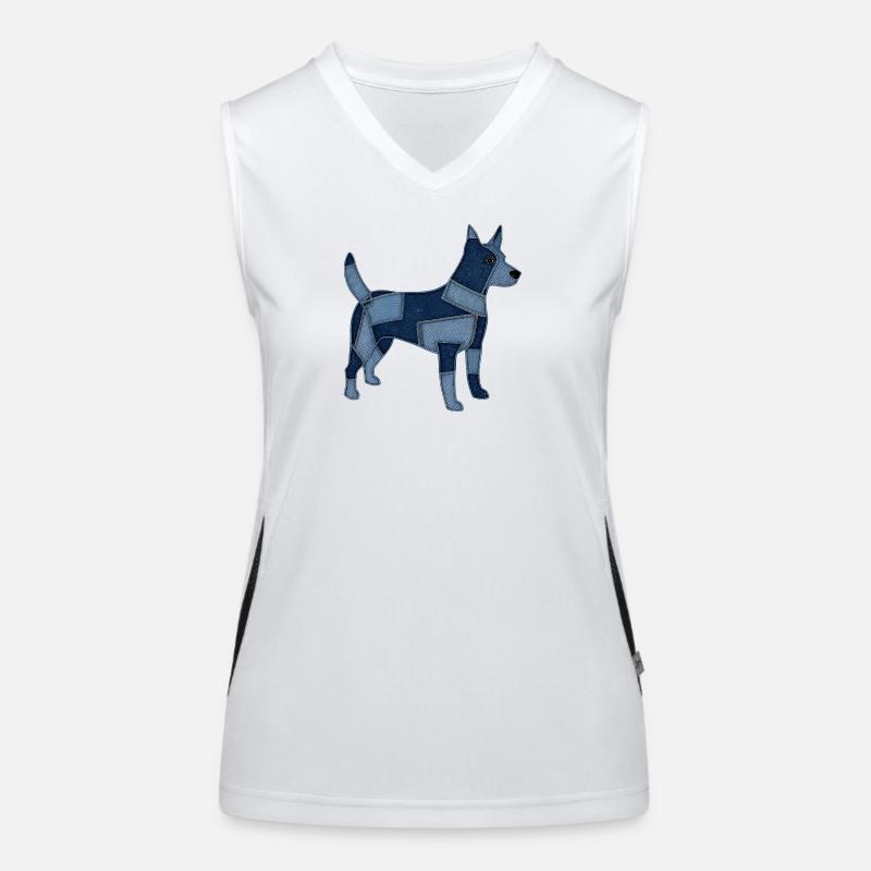 Chien en patchwork en denim Débardeur respirant contrasté Femme