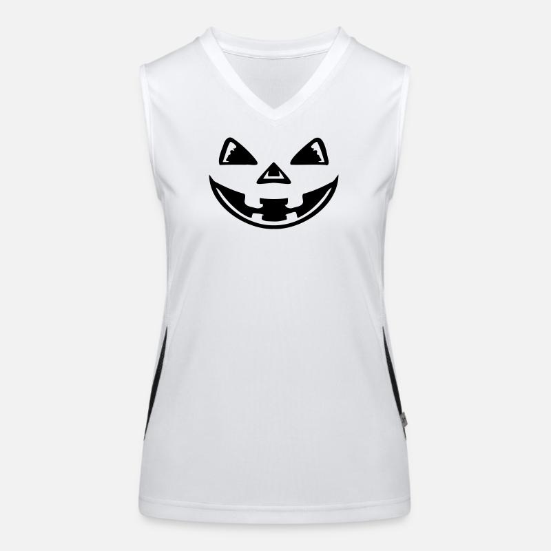 Pumpkin Face Halloween Creepy Smile Jack Fun Women's Functional Contrast Tank Top