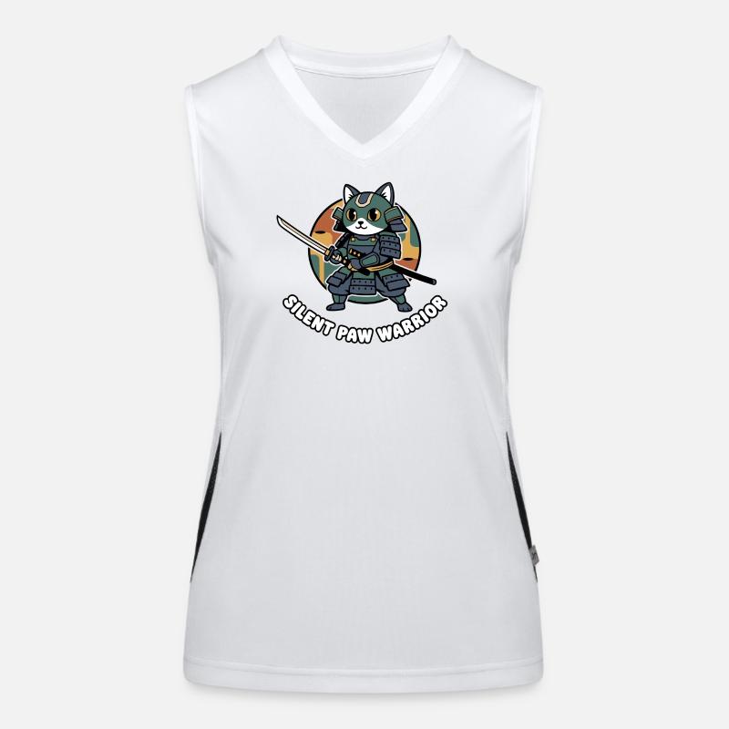 Silent Paws Samouraï Guerrier Chat Débardeur respirant contrasté Femme