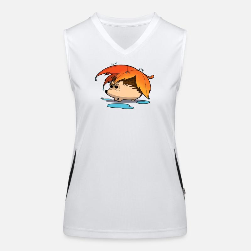 Hedgehog under leafy umbrella Women's Functional Contrast Tank Top