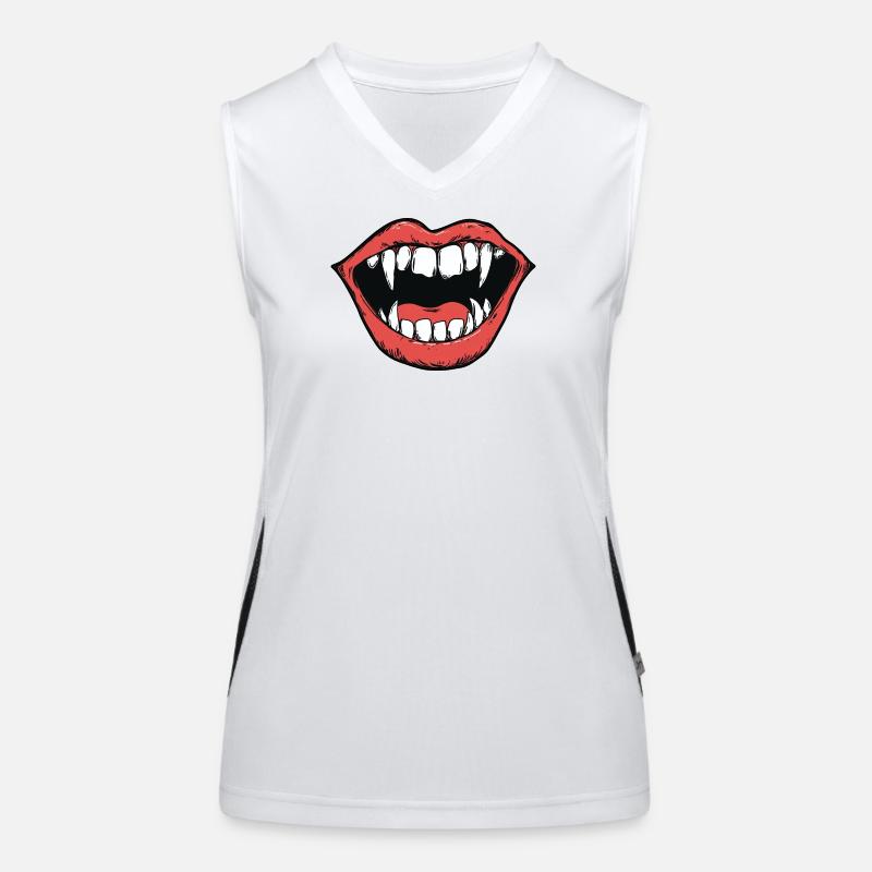 vampire mouth, sharp teeth, bite Women's Functional Contrast Tank Top