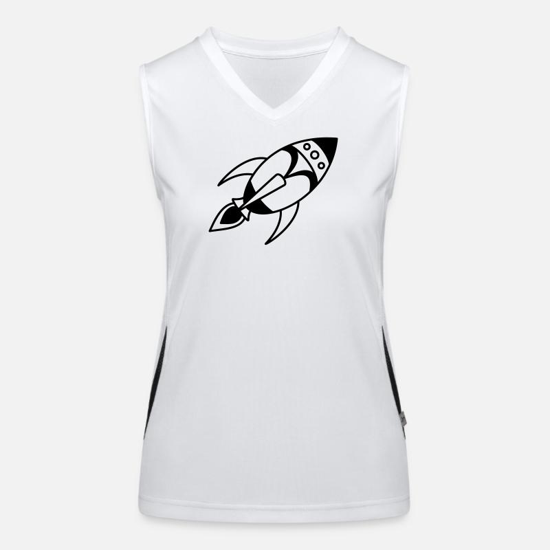 Retro Space Rocket – Weltall Raumschiff Design Funktionelles Kontrast-Tank Top für Frauen