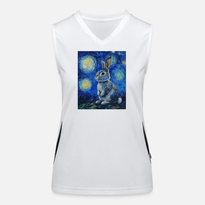Bunny Rabbit Bunny Van Gogh Style Starry Night Women's Functional Contrast Tank Top