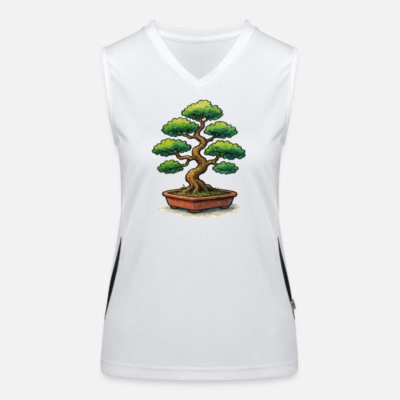 Bonsai in a pot Zen tree art Women's Functional Contrast Tank Top