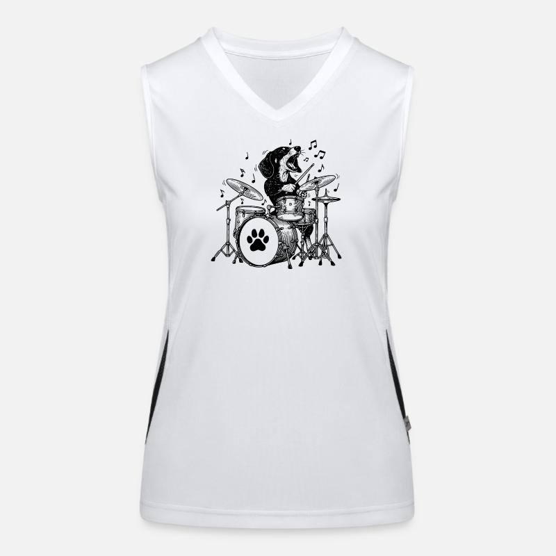 Teckel musical Drummer Art Débardeur respirant contrasté Femme