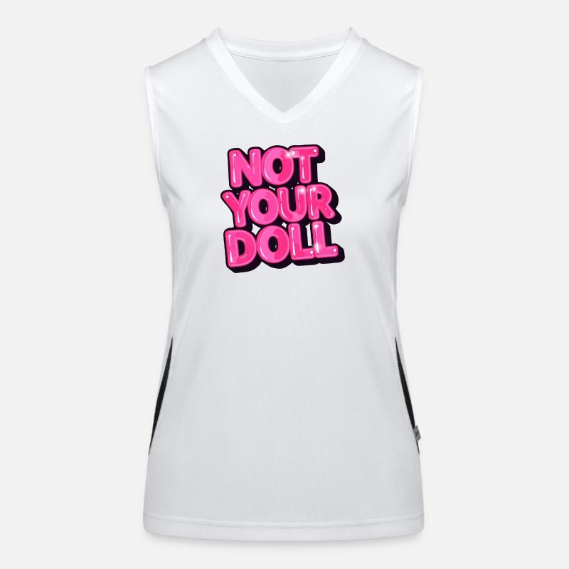 Not Your Doll Bold Pink Graphic Design Women's Functional Contrast Tank Top