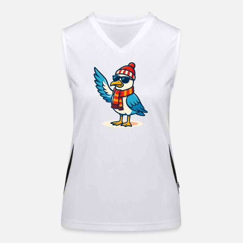 Coole Möwe mit Sonnenbrille & Mütze Funktionelles Kontrast-Tank Top für Frauen