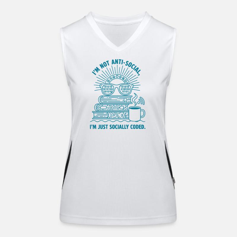 Socially Coded: Books, Coffee & Code Women's Functional Contrast Tank Top