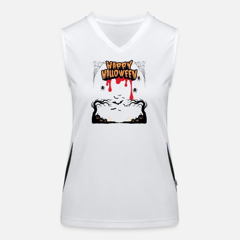 Spooky Halloween Forest – Dripping Font Funktionelles Kontrast-Tank Top für Frauen