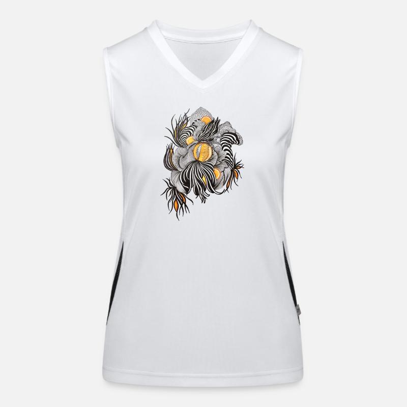 NoirBlüten Orange Akzente Funktionelles Kontrast-Tank Top für Frauen