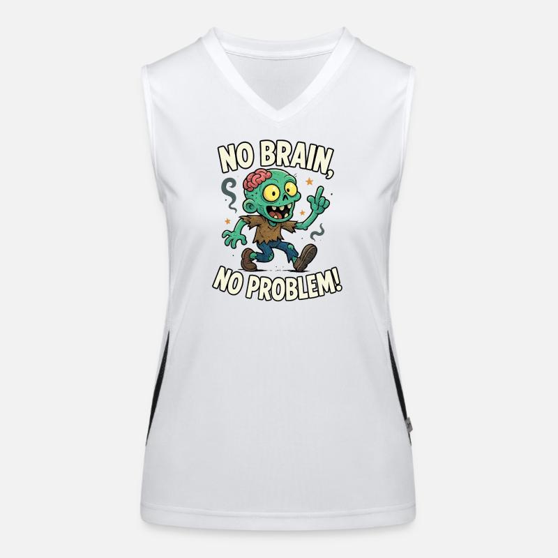 No Brain No Problem Zombie Tee Women's Functional Contrast Tank Top