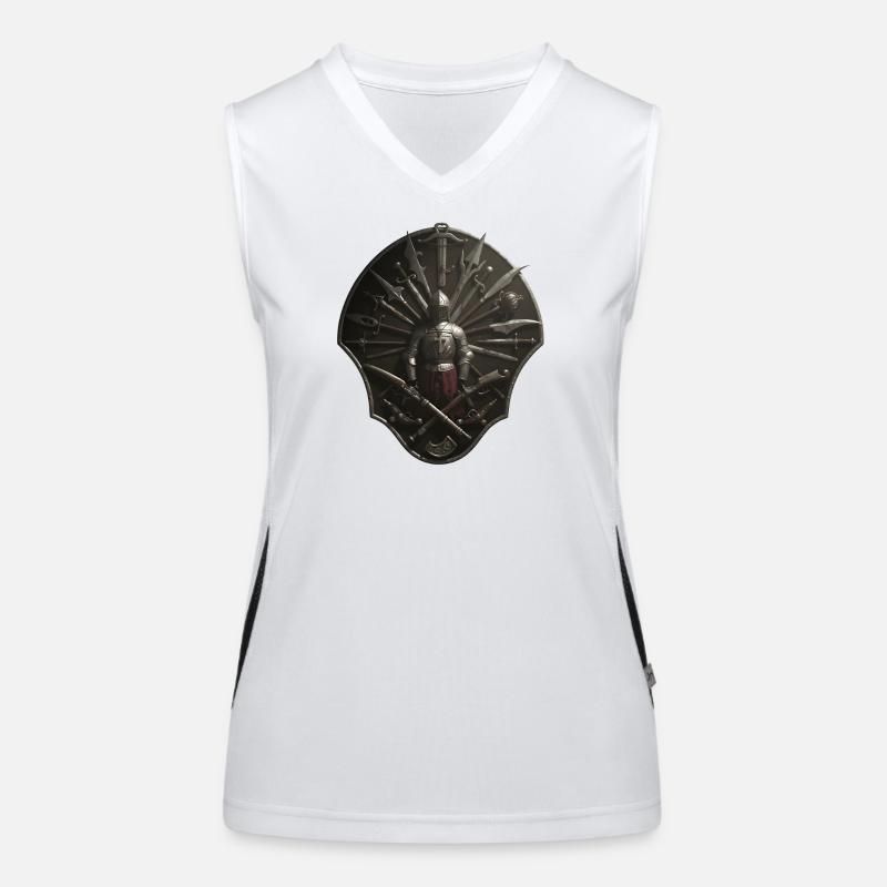Crusader Shield Circle with Weapons Women's Functional Contrast Tank Top