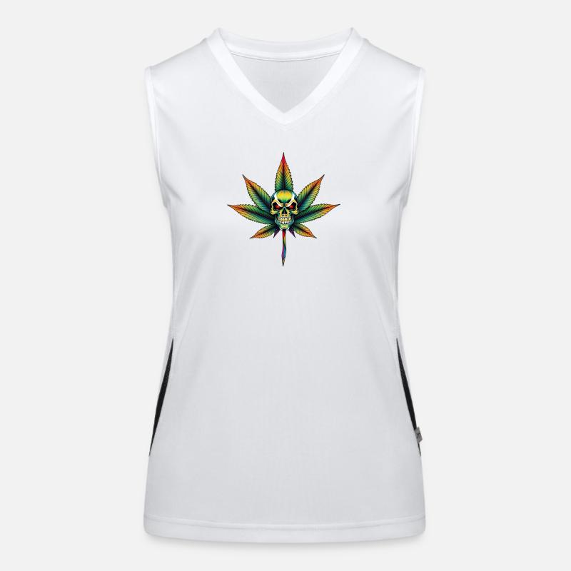 Crâne Arc-en-ciel Feuille de Cannabis Débardeur respirant contrasté Femme