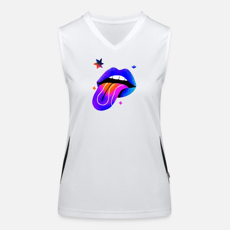 Neon Regenbogen Lippen Kunst Funktionelles Kontrast-Tank Top für Frauen