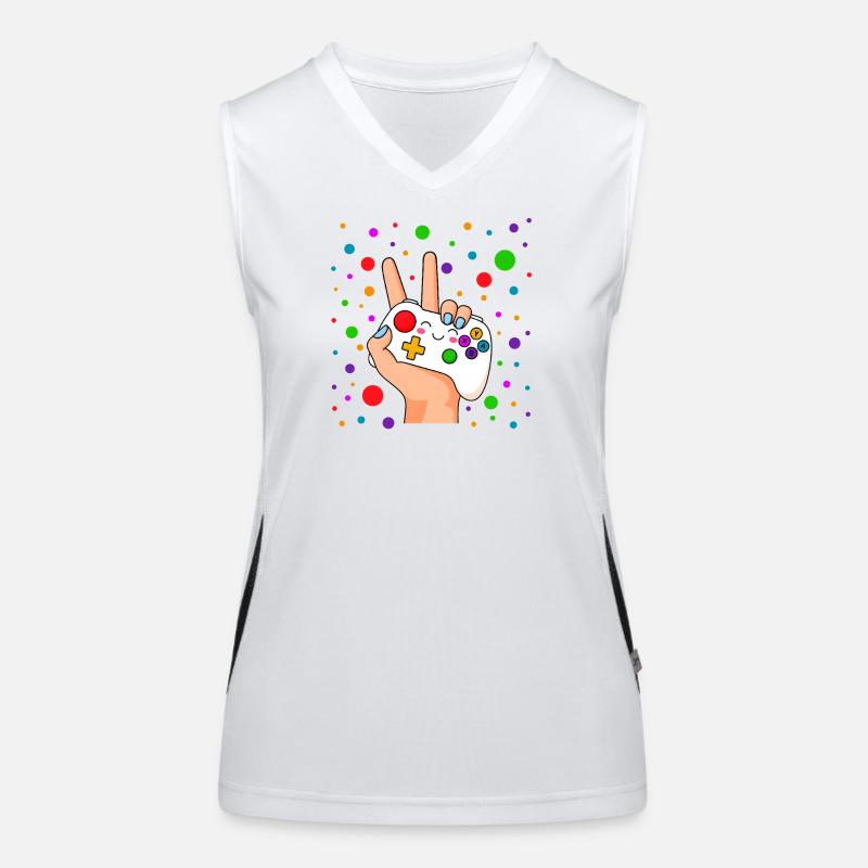 Peace-Zeichen-Controller Pop Funktionelles Kontrast-Tank Top für Frauen