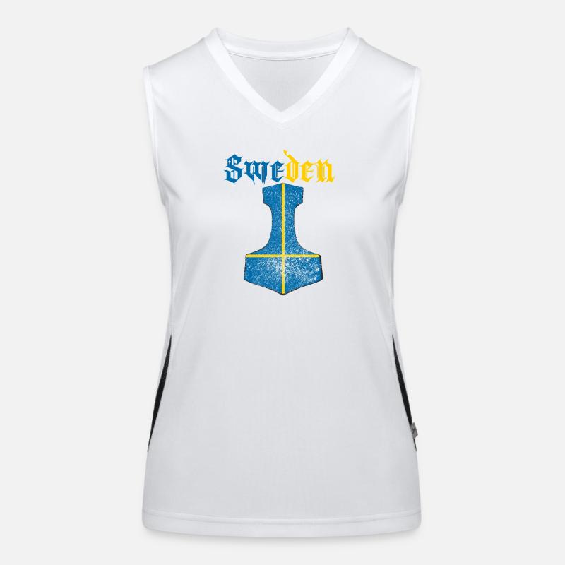 Drapeau de la Suède – Mjölnir Thorhammer Design Débardeur respirant contrasté Femme