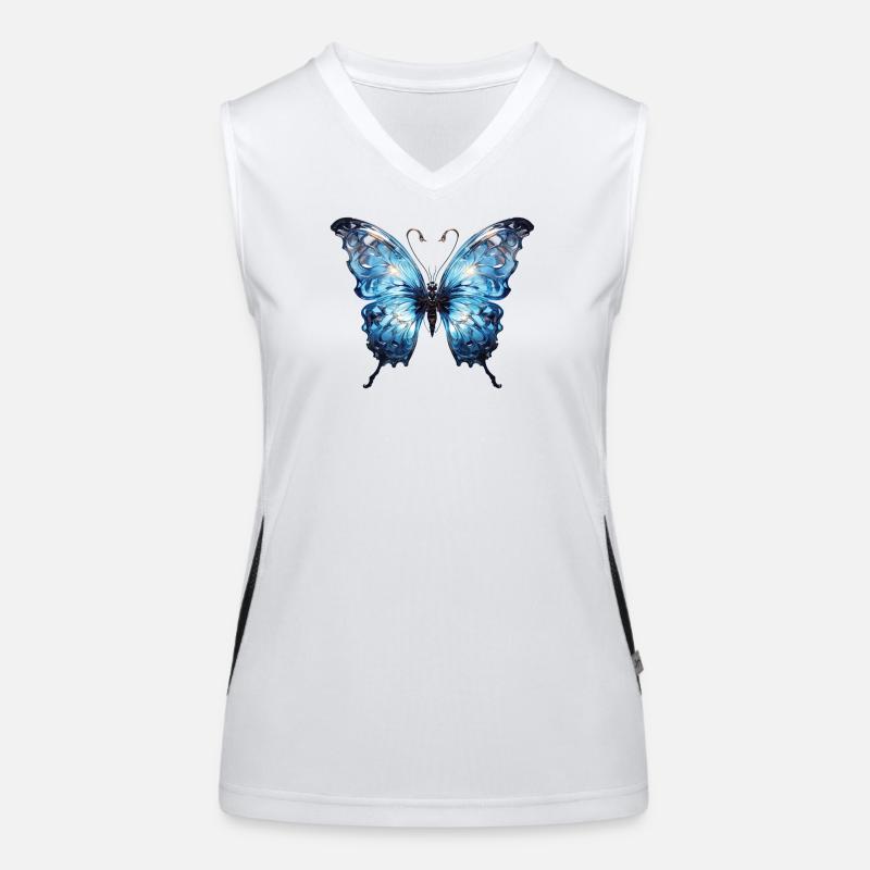 Papillon bleu - Design d’insecte brillant Débardeur respirant contrasté Femme