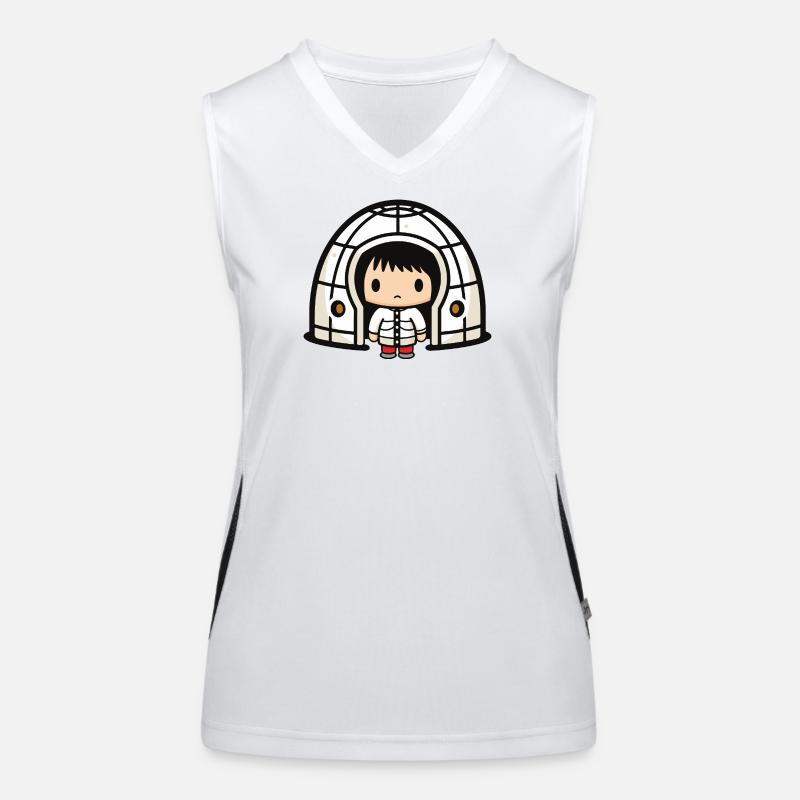 Winter Eskimo Iglu Comic Funktionelles Kontrast-Tank Top für Frauen