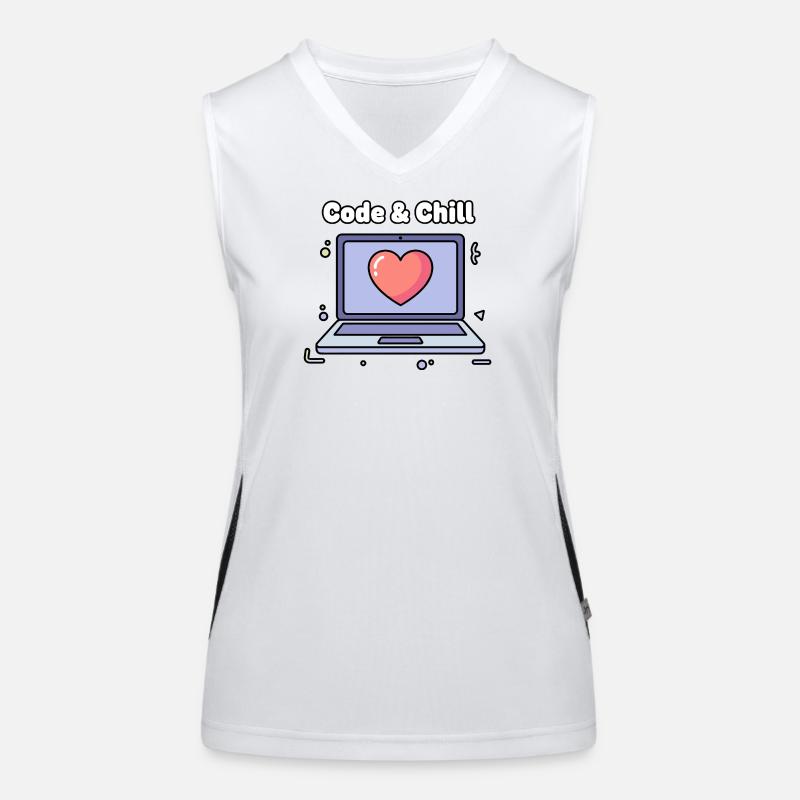 Code & Chill Heart Ordinateur portable Débardeur respirant contrasté Femme