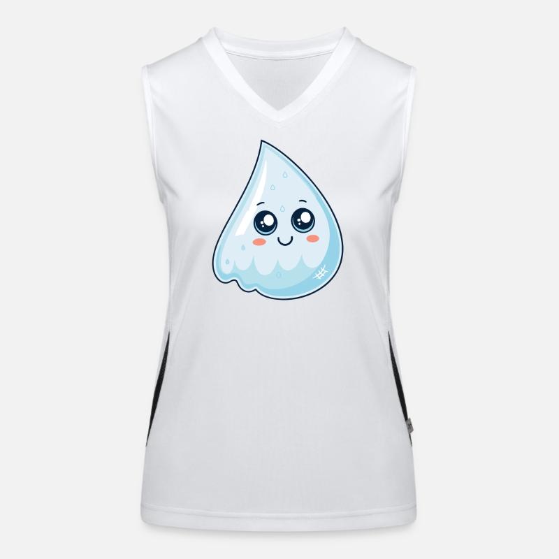 Smiling Blue Kawaii Drop Women's Functional Contrast Tank Top