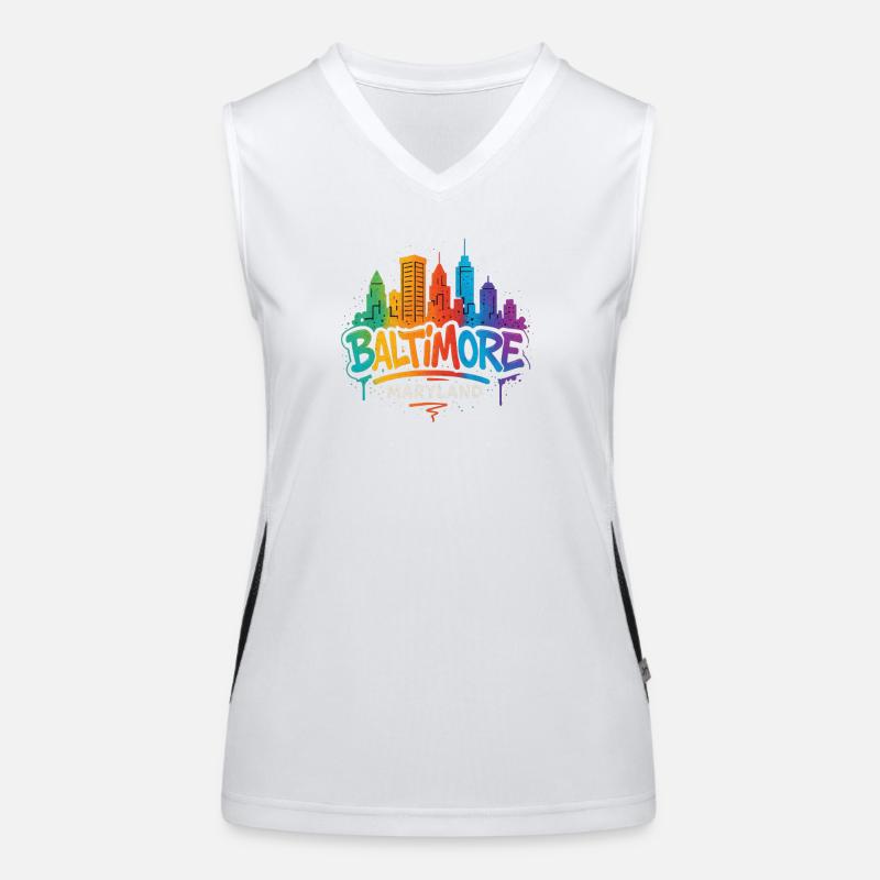 Baltimore Skyline Graffiti Women's Functional Contrast Tank Top