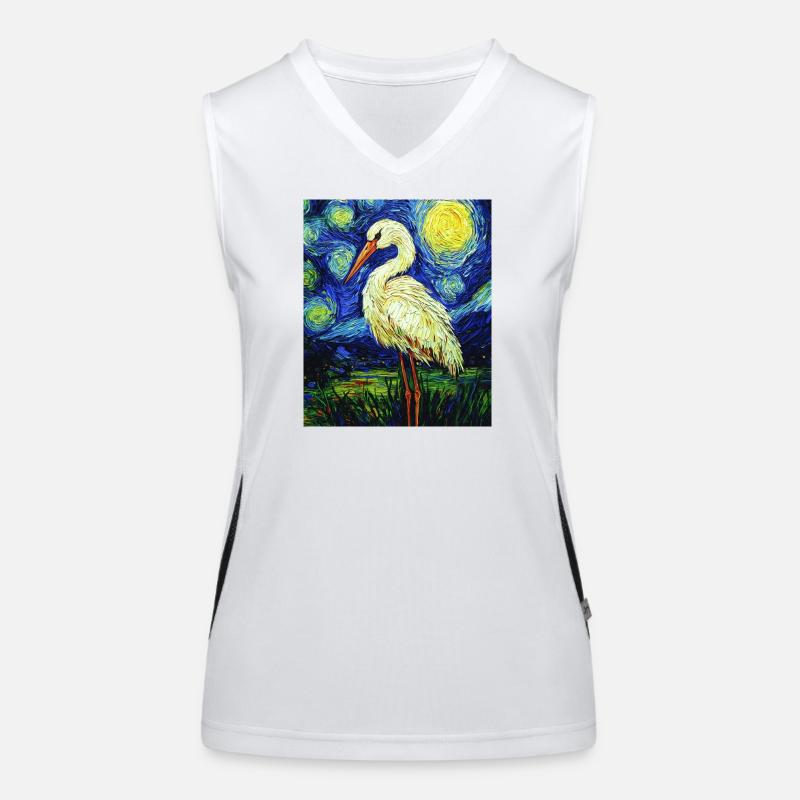 Stork Bird Van Gogh Style Women's Functional Contrast Tank Top