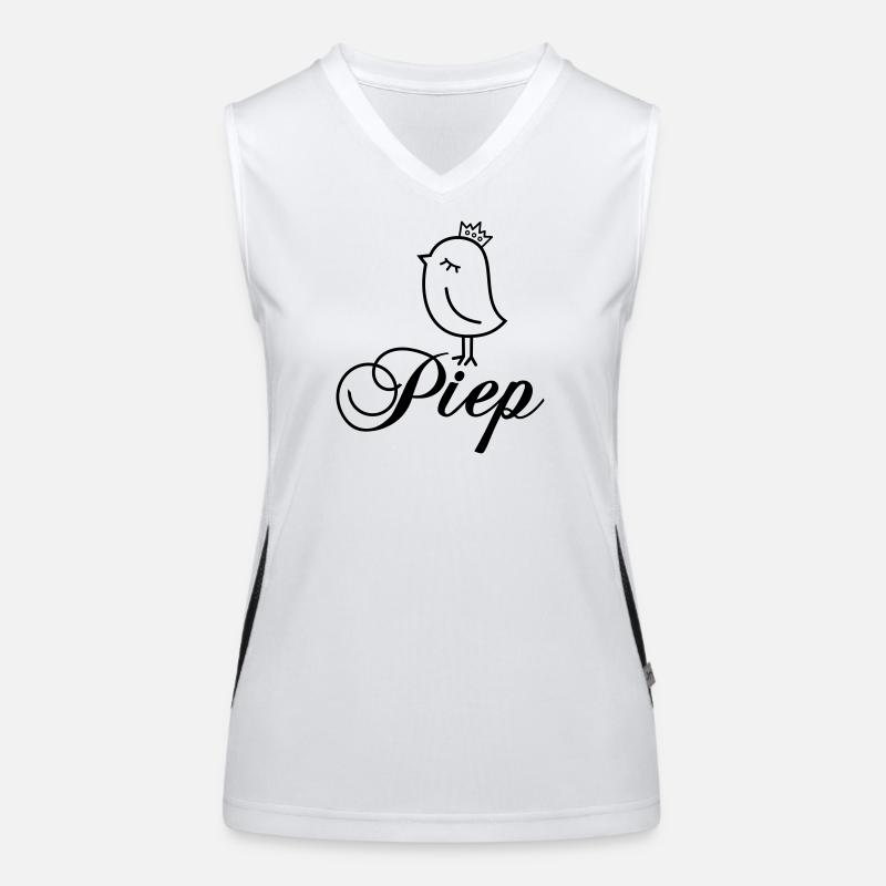 Spatz Piep mit Krone – Piepmatz Vogel Cartoon Funktionelles Kontrast-Tank Top für Frauen