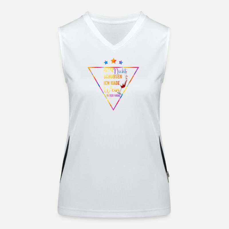 Wein in der Hand - Bitte nicht schubsen Funktionelles Kontrast-Tank Top für Frauen