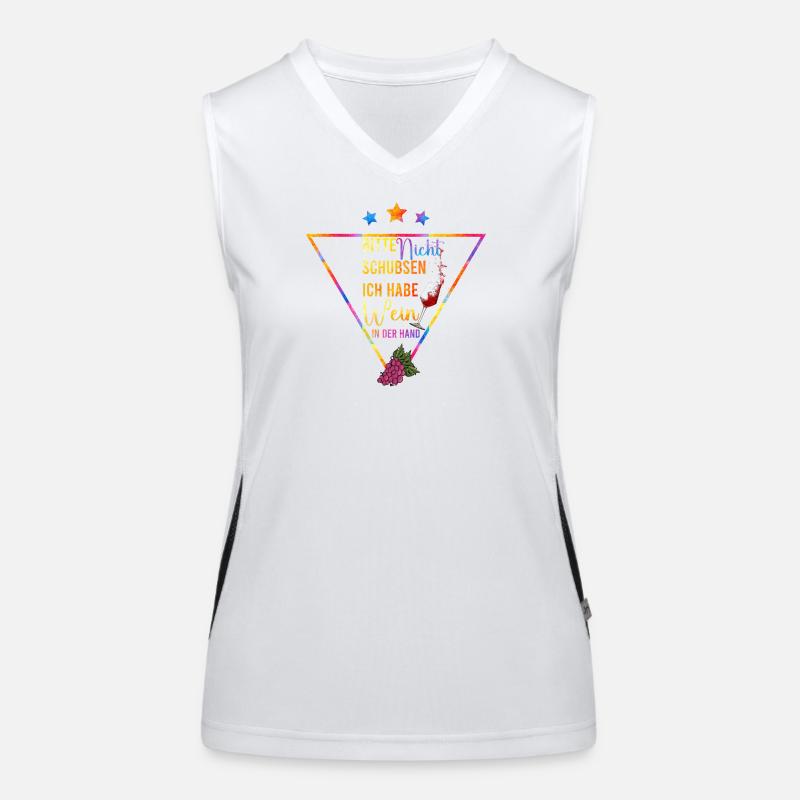Wine in Hand Colorful Triangle Saying Women's Functional Contrast Tank Top