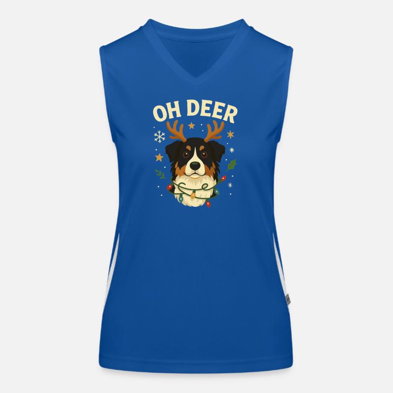 Cute Australian Shepherd Christmas Design Women's Functional Contrast Tank Top