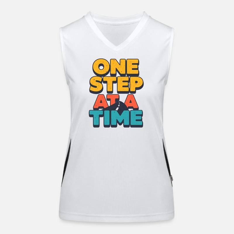 One Step at a Time Retro Motivational Design - Women's Functional Contrast Tank Top - white/black