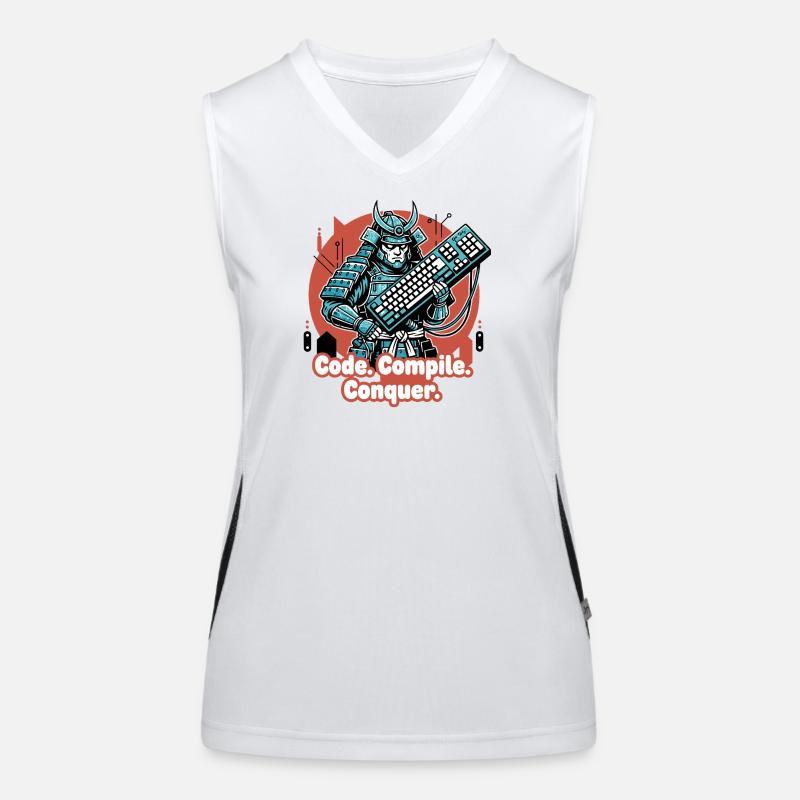 Codekampf Samurai mit Tastatur Funktionelles Kontrast-Tank Top für Frauen